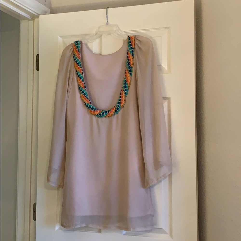 Beautiful, open low back with gold detail dress